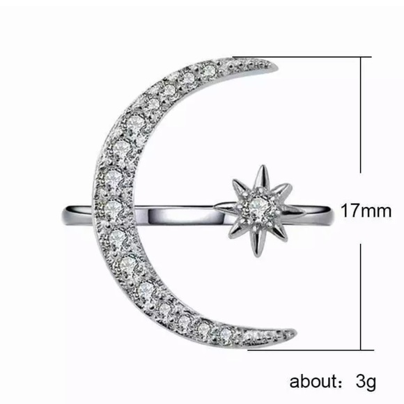 Star Moon 925Silver Ring Size Adjustable Ring - Picture 7 of 7